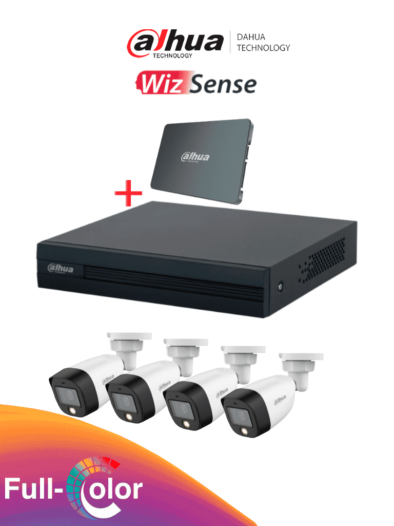 DAHUA KIT/XVR1B04-I-SSD512G4HFW1209 - Kit FullColor de 4 Canales con SSD de 512GB/ 4 Camaras Full Color de 2 Megapixeles con Microfono/ DVR Cooper-I WizSense/ Con IA/ 4 Ch+1 IP/ Accesorios Incluidos/ DAHUA KIT/XVR1B04-I-SSD512G4HFW1209 - Kit FullColor de 4 Canales con SSD de 512GB/ 4 Camaras Full Color de 2 Megapixeles con Microfono/ DVR Cooper-I WizSense/ Con IA/ 4 Ch+1 IP/ Accesorios Incluidos/